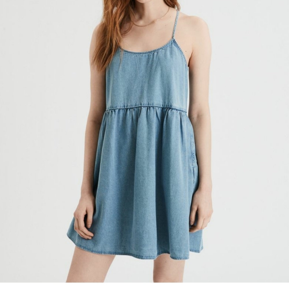 AE Denim Strappy Babydoll Dress